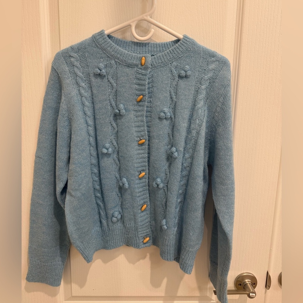 Blue Cable Knit Sweater